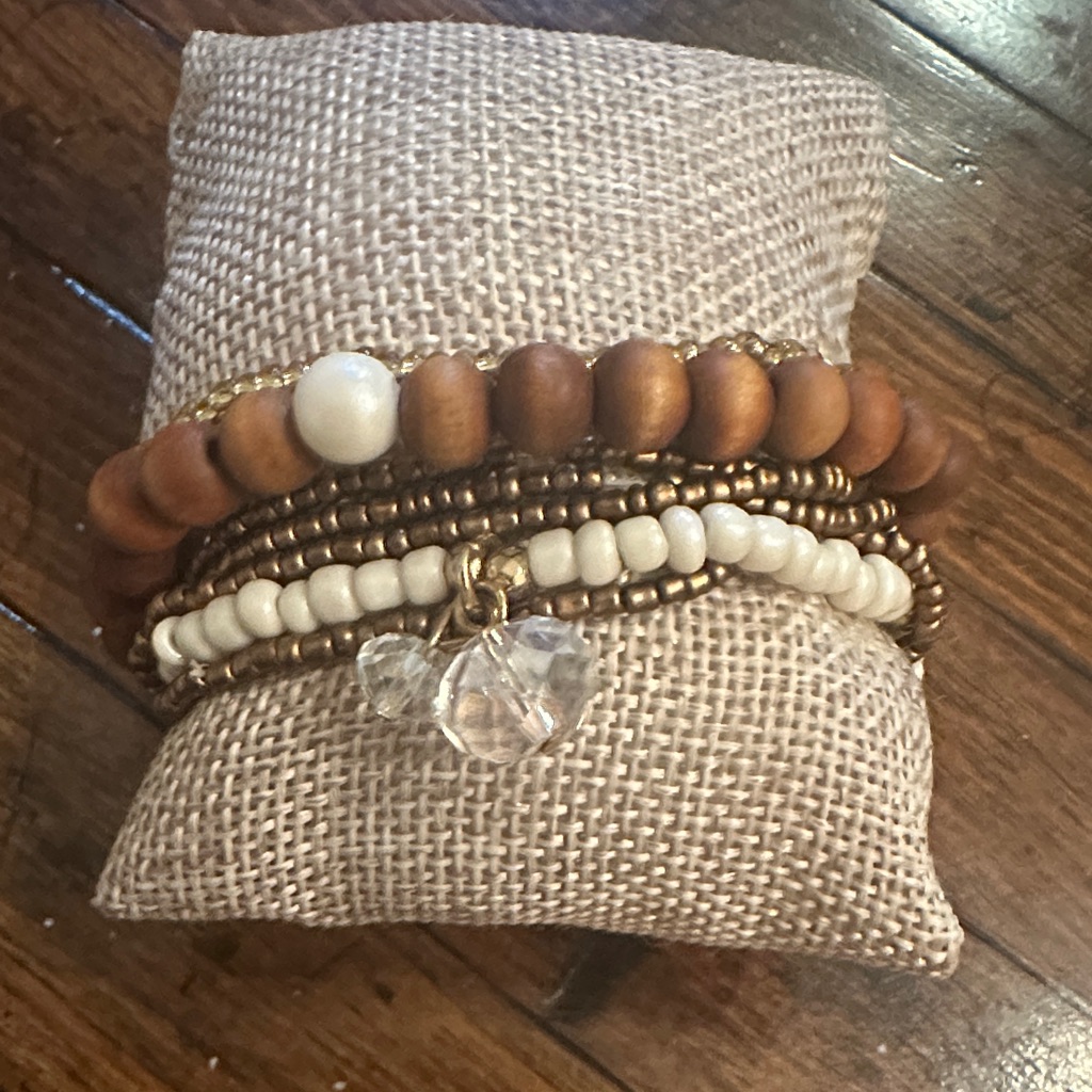 Chic Beaded Bracelet Set With Charm